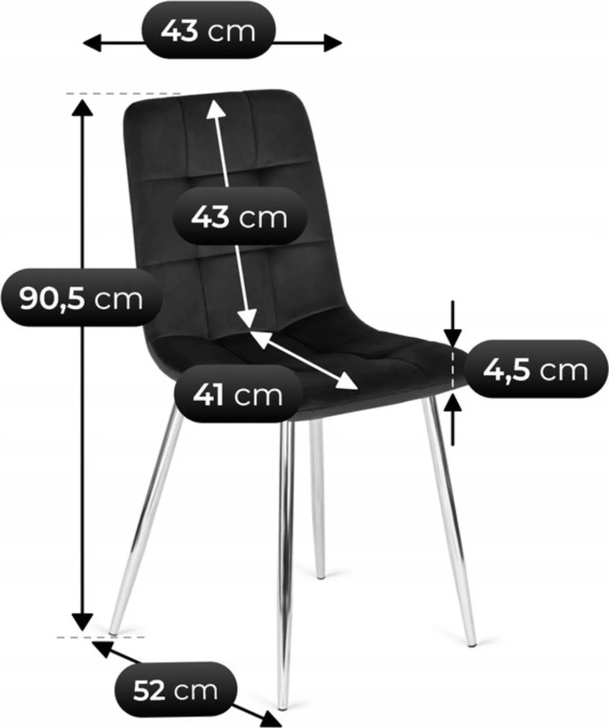 PROXIMA.store - Čalúnená jedálenská stolička FREDY FARBA: čierna, FARBA NÔH: chróm