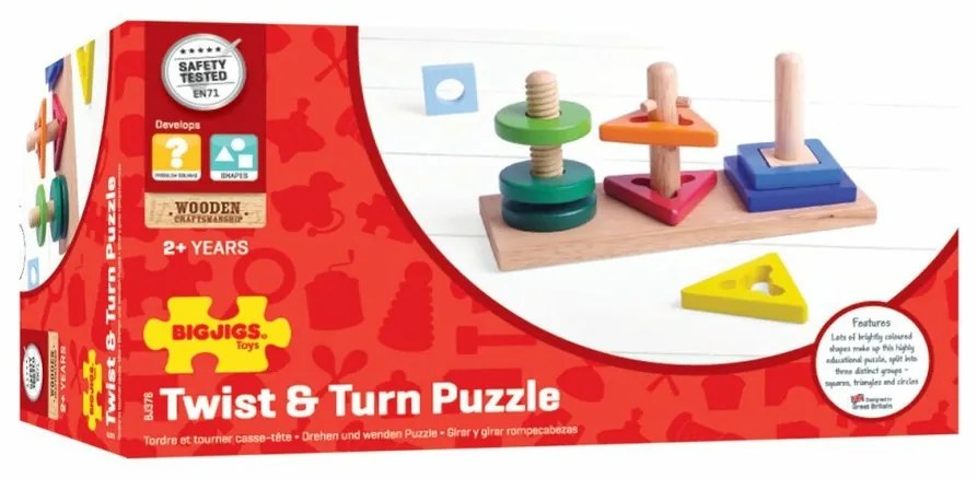 Bigjigs Toys Nasaď a otoč, drevená hračka