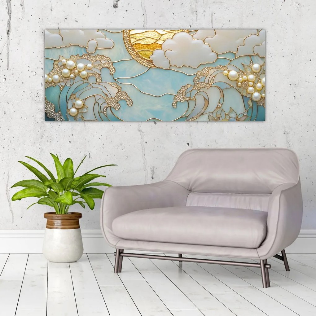 Obraz - 3D perly v oceáne (120x50 cm)