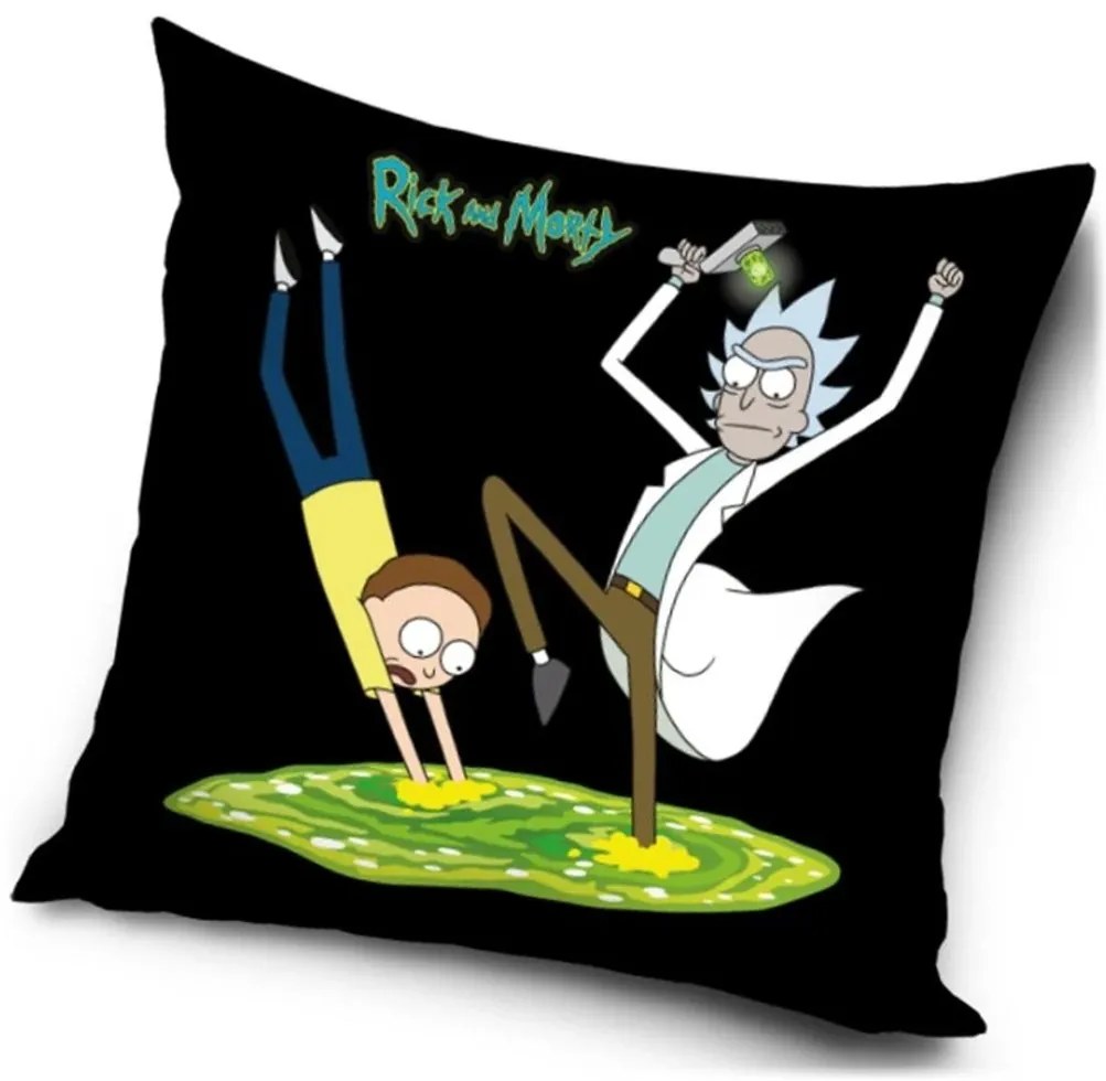 Dekoračný vankúš Rick and Morty - Brána do tretej dimenzie - 40 x 40 cm