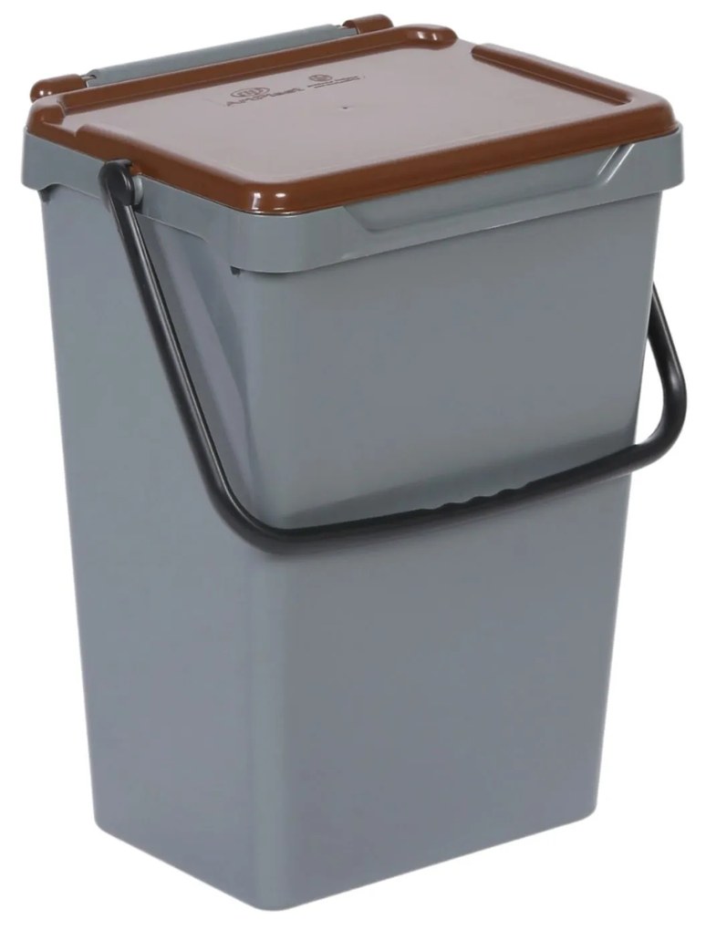 Plastový odpadkový kôš na triedenie odpadu, sivá + hnedá, 35 l