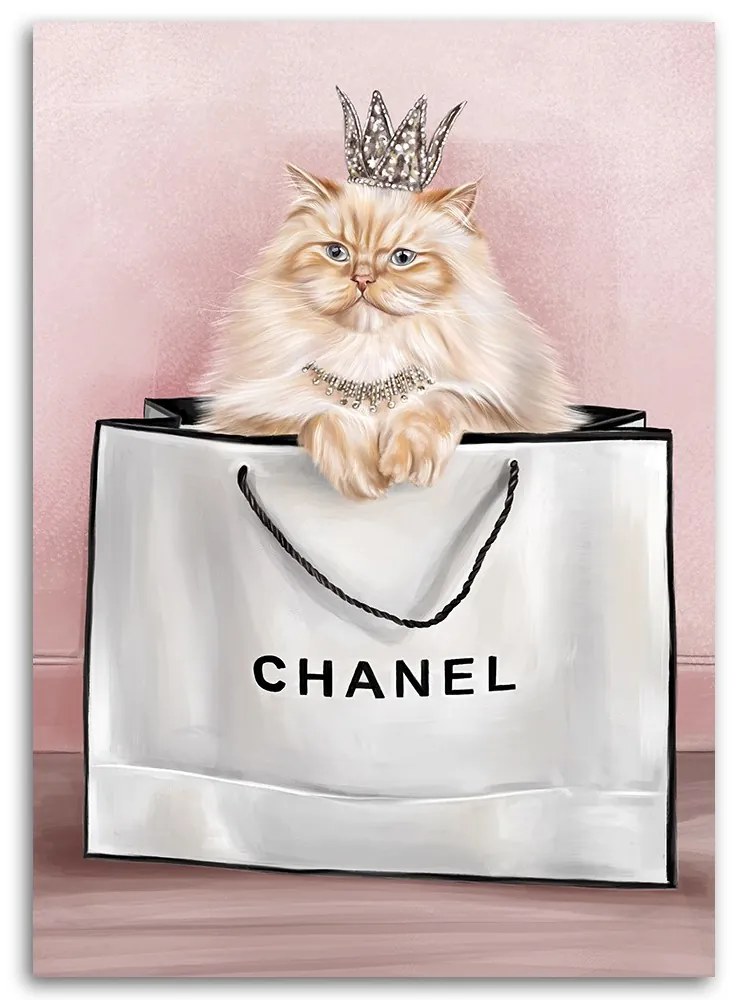 Gario Obraz na plátne Mačka v taške Chanel Rozmery: 60 x 90 cm