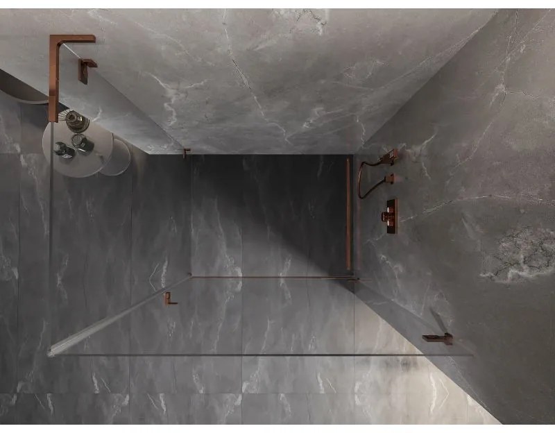 Mexen Lunar-B L, 1-krídlový sprchový kút, pravý, 100 x 80 cm, 8mm číre sklo, ružové zlato profil, 832L-100-080-60-00-P