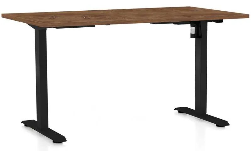 Výškovo nastaviteľný stôl OfficeTech A, 120 x 80 cm, čierna podnož, dub silverjack