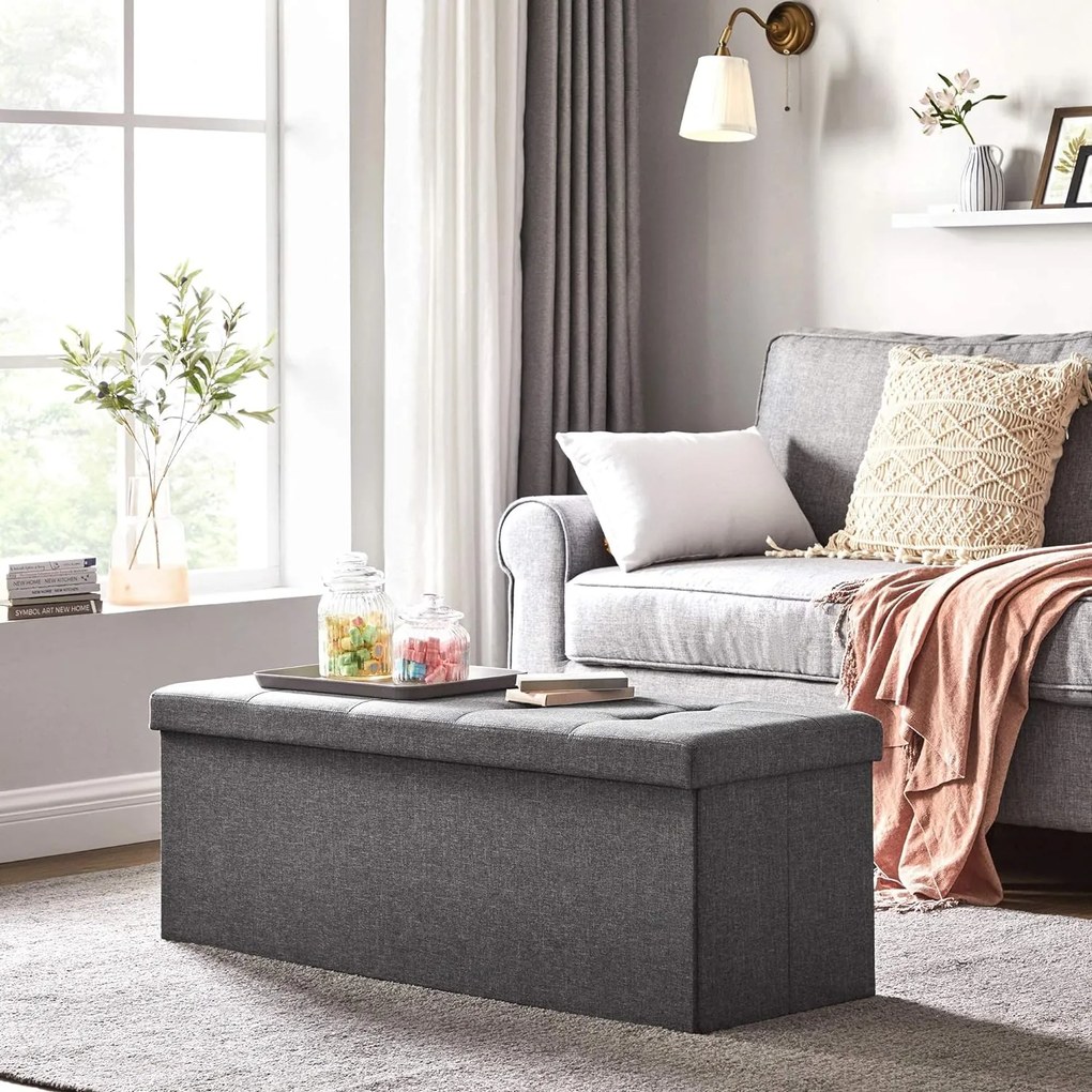Taburet s úložným priestorom OTTOMAN 110x38 cm, tmavosivý