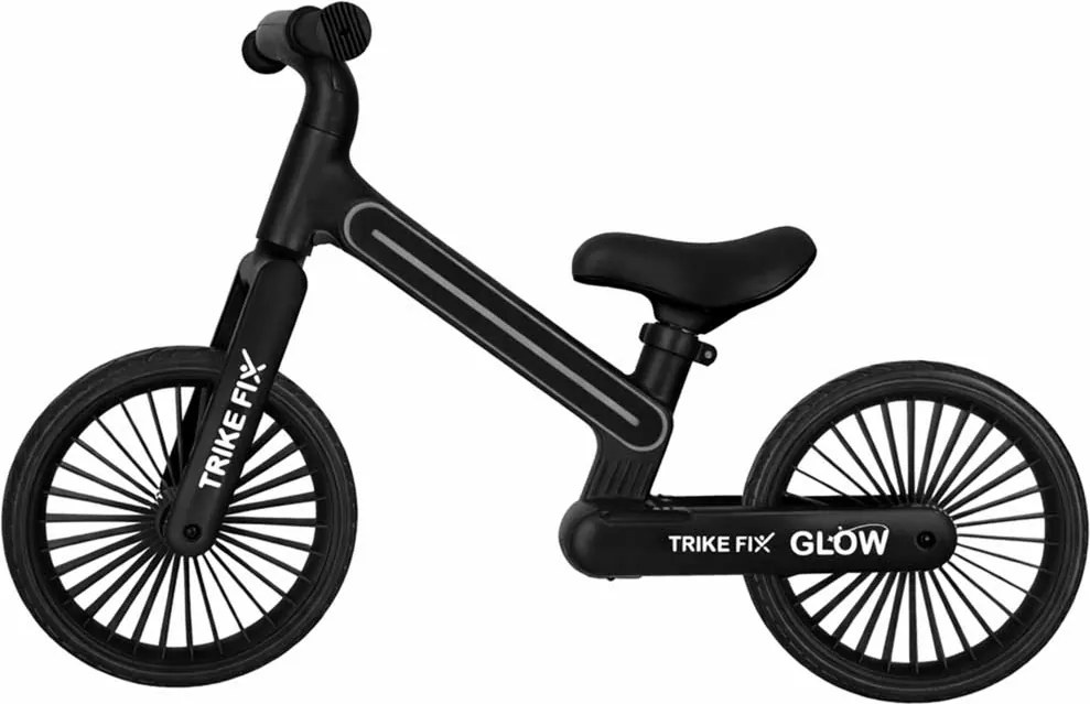 KIK Detský bežecký bicykel Fix Glow LED čierny