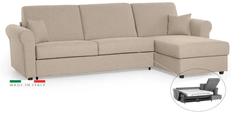 Rohová sedacia súpravana každodenné spanie SAVONA s rozkladom, béžová (penelope 02), 140