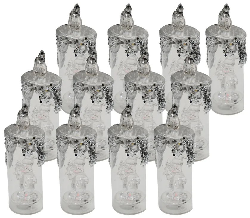 LED stĺpová sviečka SANTA 16 cm transparentná - viac variantov