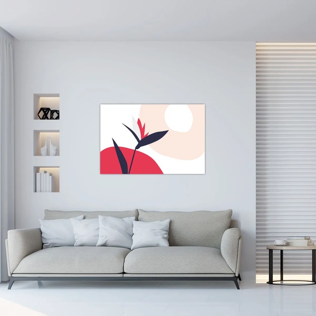 Obraz - Ružová florálna abstrakcia N⁰1 (90x60 cm)