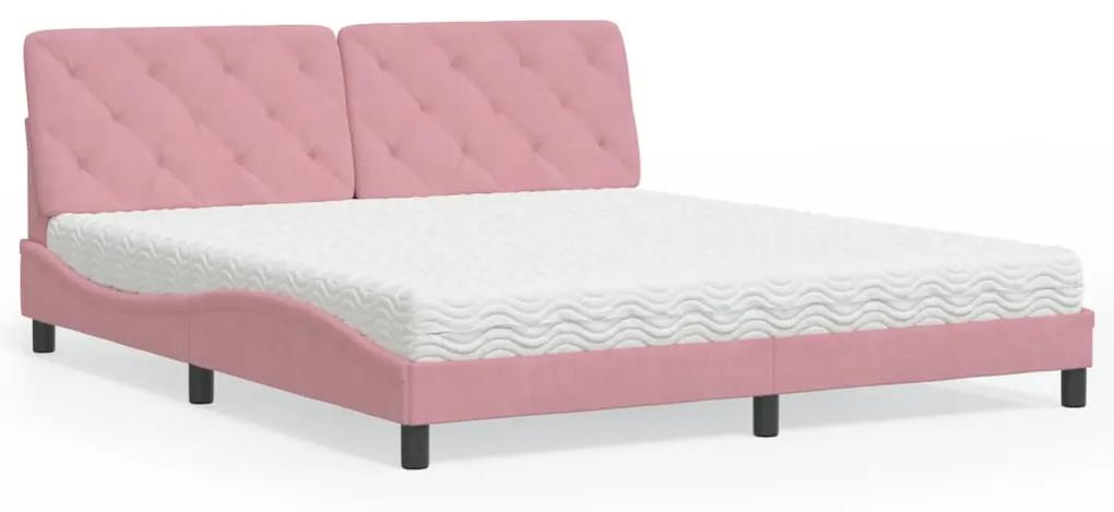 Posteľný rám s matracom ružový 180x200 cm zamat 3208675