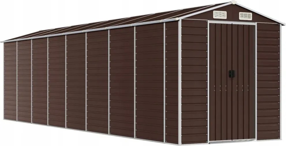 vidaXL Záhradná kôlňa, hnedá, 191x725x198 cm, galvanizovaná oceľ