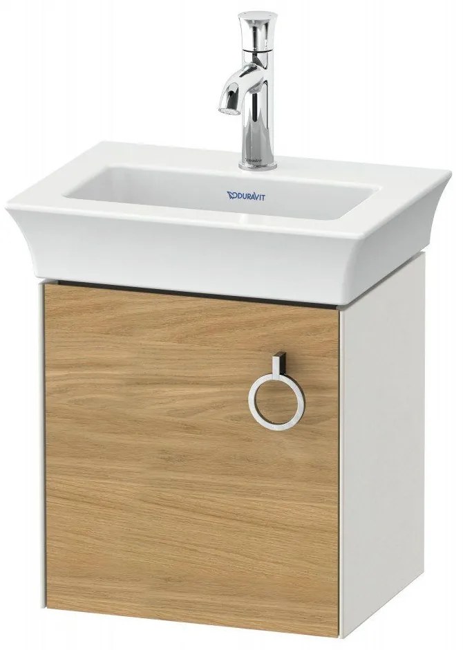 DURAVIT White Tulip závesná skrinka pod umývadielko, 1 dvierka, pánty vľavo, 384 x 298 x 410 mm, dub prírodný masív/nordická biela matná, WT4250LH539