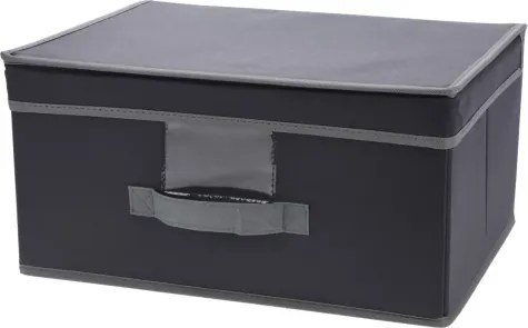 Úložný box s vekom 39x29 cm, tmavo šedá látka%