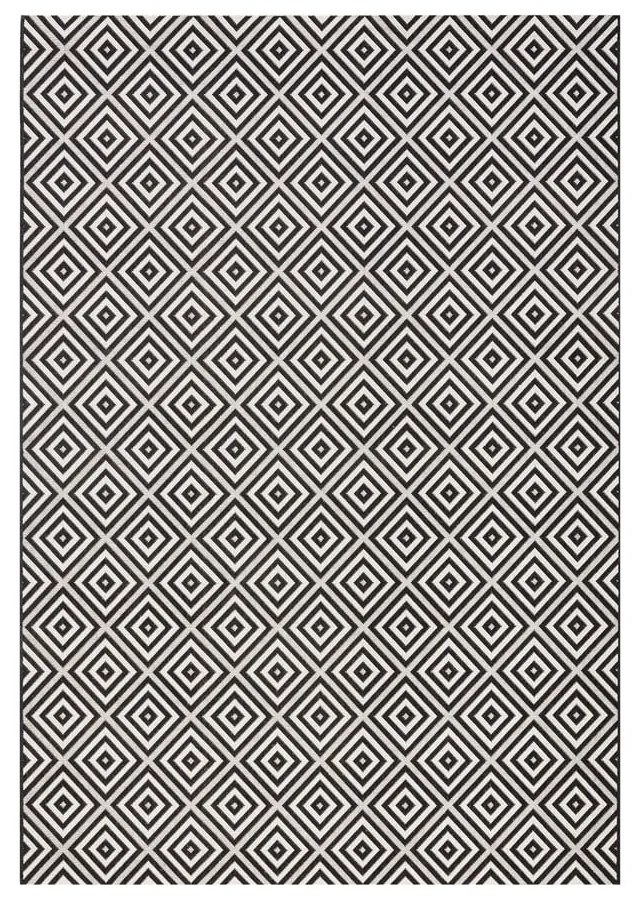 Čierno-biely vonkajší koberec NORTHRUGS Karo, 200 × 290 cm