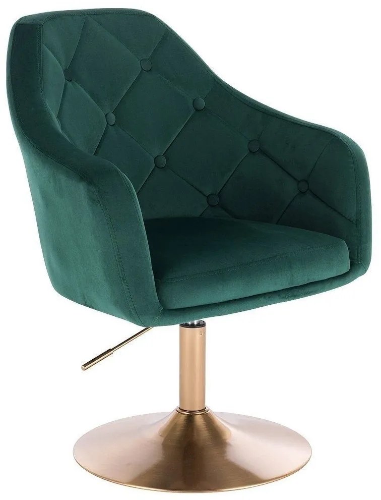 LuxuryForm DESIGN Kreslo ANDORA VELUR na zlatom tanieri - zelené