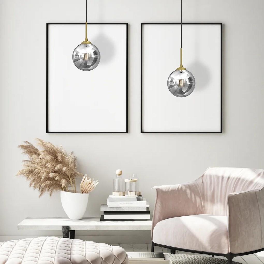 Závesné svietidlo Reflex, 1x grafitové sklenené tienidlo, (fi 17cm), b/g