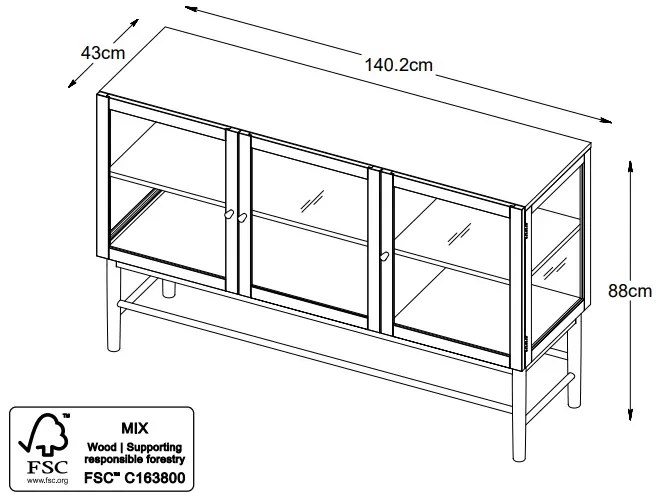 Dizajnová komoda Dallan 140 cm prírodný dub