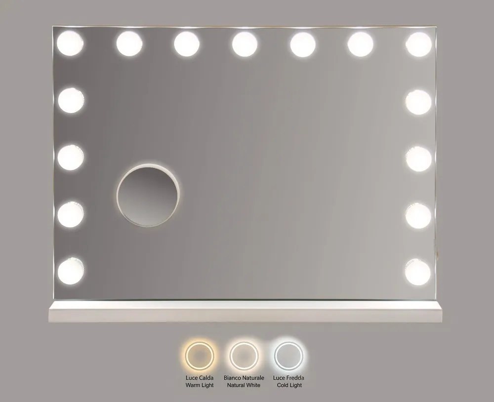 Nástenné zrkadlo s osvetlením/s poličkou 55x43 cm Hollywood – Mauro Ferretti