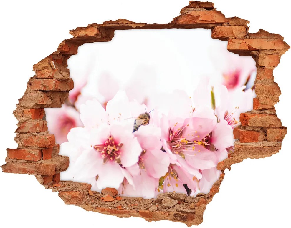 Samolepiaca diera na stenu Kvety višne WallHole-cegla-90x70-79943111