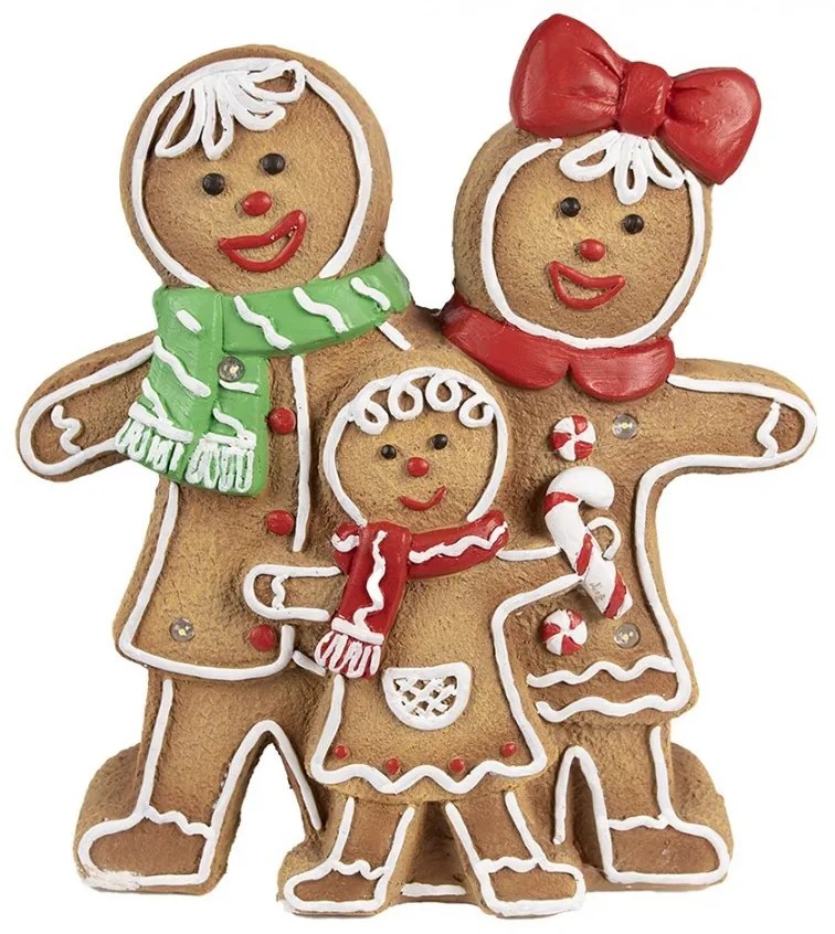 Hnedá vianočná svietiaca dekorácia rodina Perníček Gingerbread - 31*10*35 cm