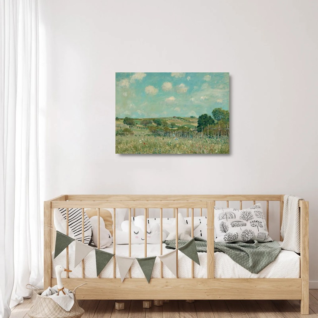 Sklenený obraz - Alfred Sisley, Meadow, reprodukcia (70x50 cm)
