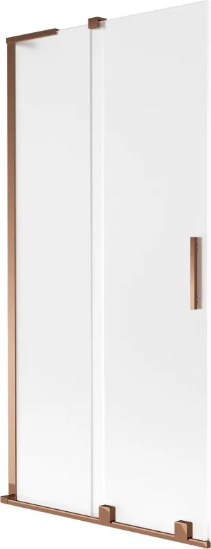 Mexen Velar L, 2-krídlová posuvná vaňová zástena 95 x 150 cm, 8mm sklo námraza, ružové zlato, 896-095-003-31-60