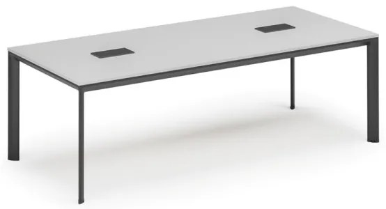 Stôl INVITATION 2400 x 1200 x 740, biela + 2x stolná zásuvka TYP I, čierna