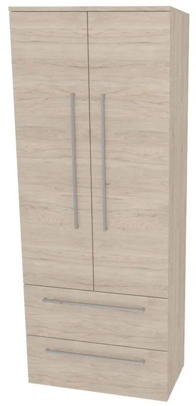Mereo Bino, kúpeľňová skrinka vysoká 163 cm, dvojitá, Multidecor, Light Rock Hickory, MER-CN699LRH1