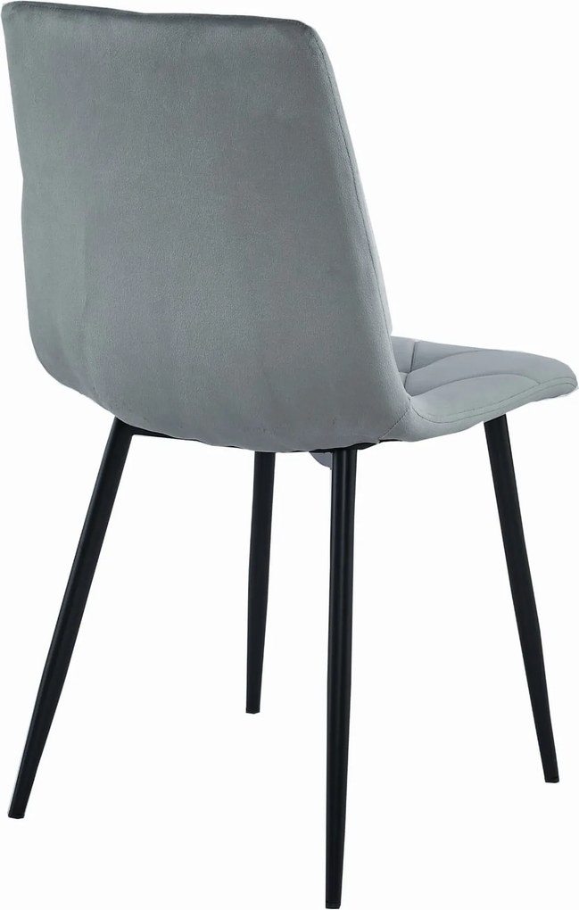 AKCIA Sivá zamatová jedálenská stolička LIBRA s čiernymi nohami II. trieda