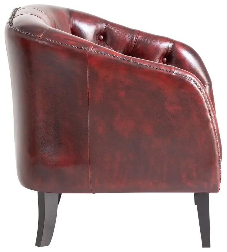 furniture-nabytek.cz - Křeslo Chesterfield Oakland z masivní pravé kůže, červené
