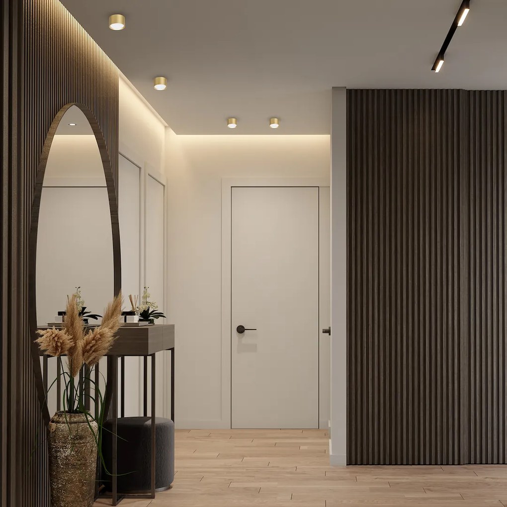 Stropné svietidlo Cyklop, 1x zlaté kovové tienidlo