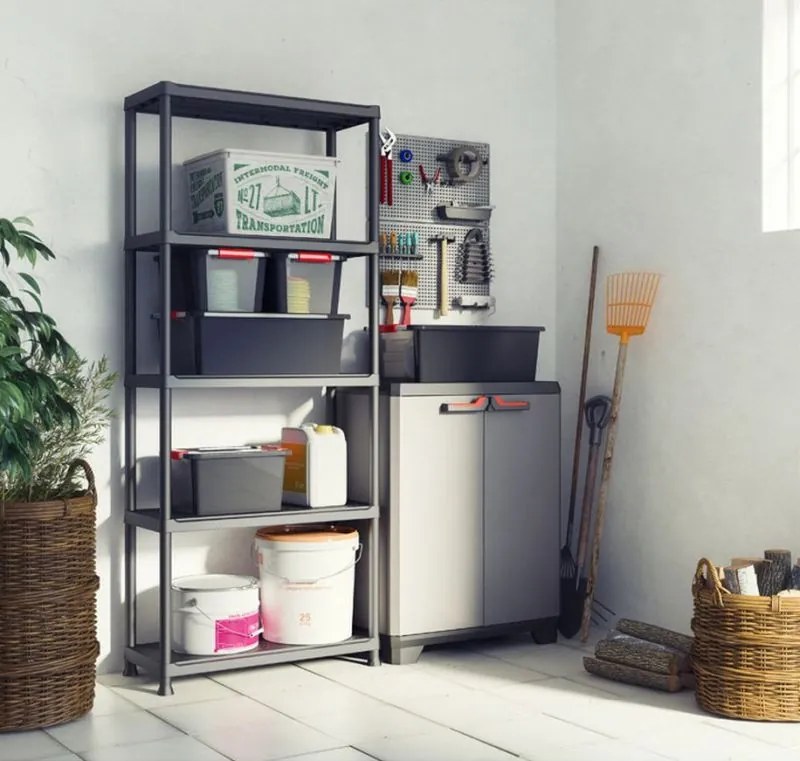 KIS PLUS 80/5 regál 80x40x187cm, 5 políc, čierny