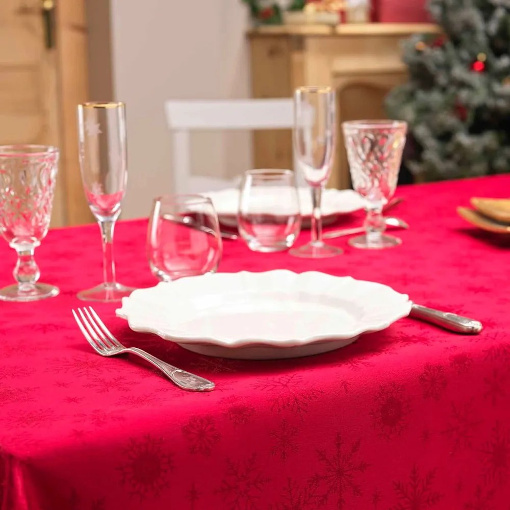 Obrus s vianočným motívom zo žakára 140x240 cm Flocons – douceur d'intérieur