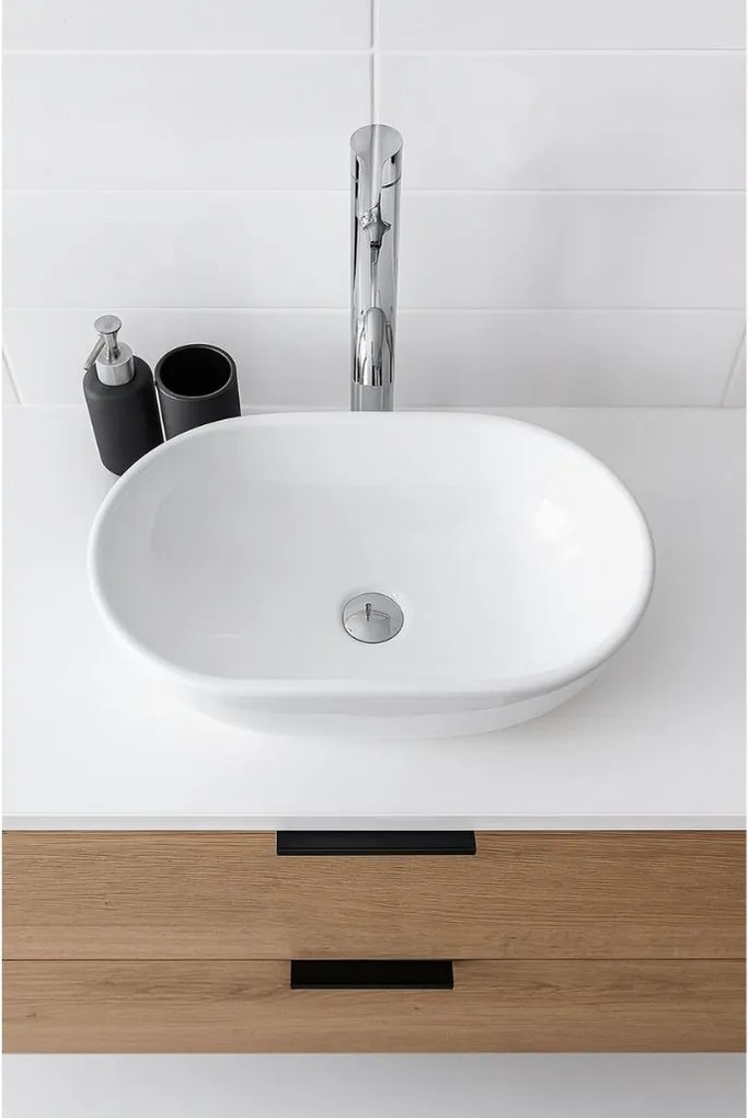 Erga Della, umývadlo na dosku 475x340x140 mm, biela lesklá, ERG-V03-DELLA48-WH