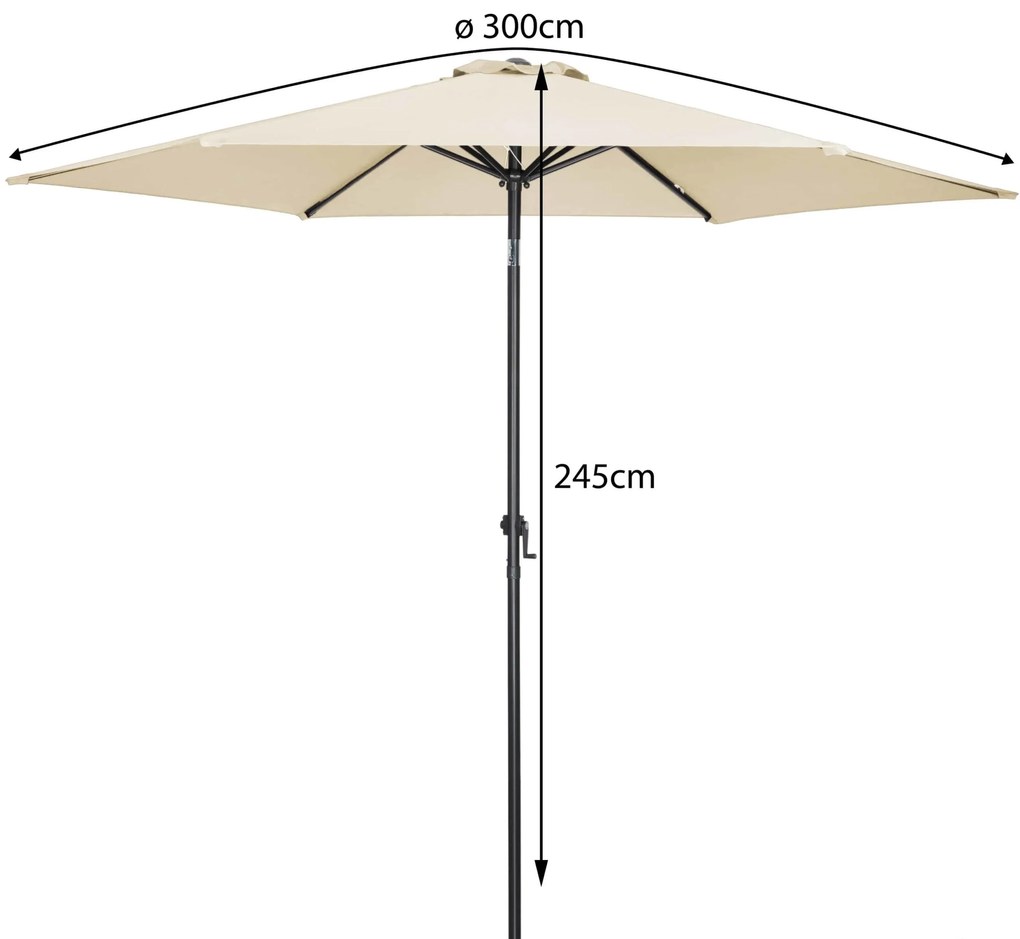 InternetovaZahrada Záhradný slnečník Ø300 cm - béžový
