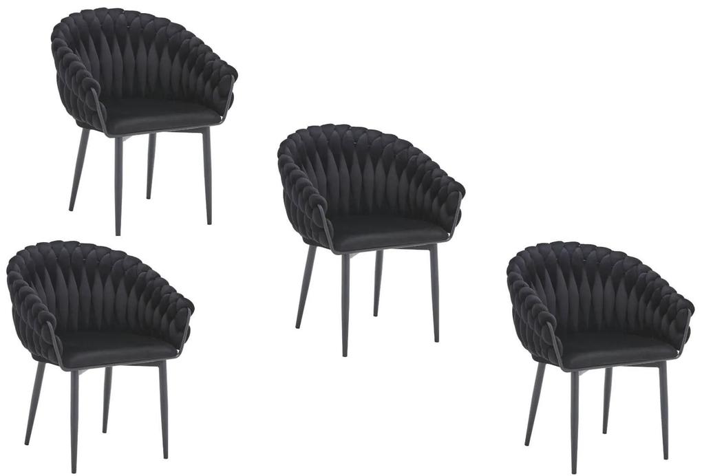 Čierne zamatové jedálenské stoličky LUX 4ks 83cm