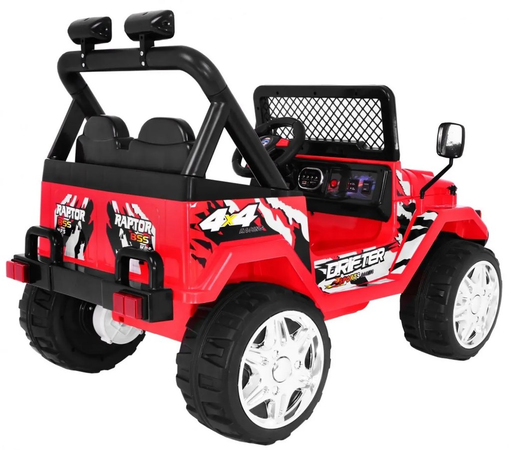 RAMIZ ELEKTRICKÉ AUTÍČKO RAPTOR DRIFTER 2 - NELAKOVANÉ - ČERVENÉ - 2 x 45W - 2 x 6V/10Ah - 2023