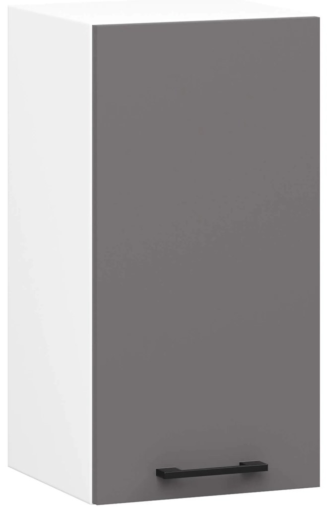 Závesná kuchynská skrinka OLIVIE 30x58 cm matná biela/matná grafitovo šedá