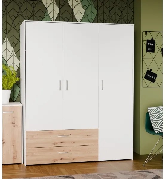 Šatníková skriňa URO 152x190 cm dub artisan/biela
