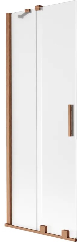 Mexen Velar, 2-krídlová posuvná vaňová zástena 70 x 150 cm, 8mm sklo námraza, medená matná, 896-070-000-31-65