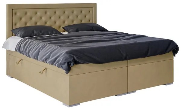 Čalúnená posteľ Chloe 160x200, béžová, vr. matraca a topperu