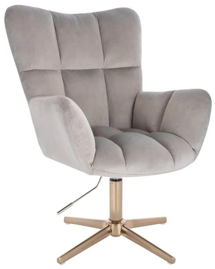 LuxuryForm DESIGN Otočné kreslo AURORA VELUR na zlatom kríži - svetlosivé