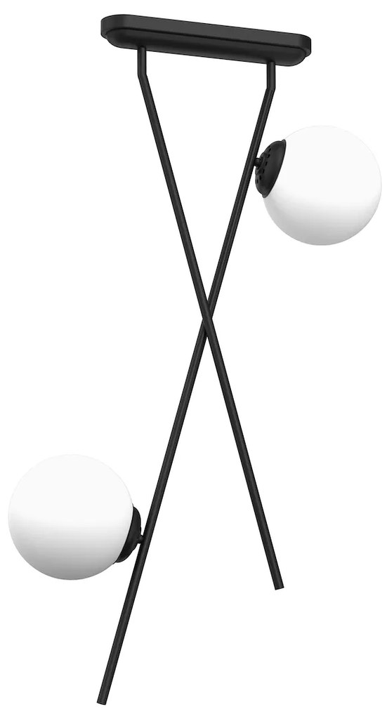 Stropné svietidlo Inter, 2x biele sklenené tienidlo, b