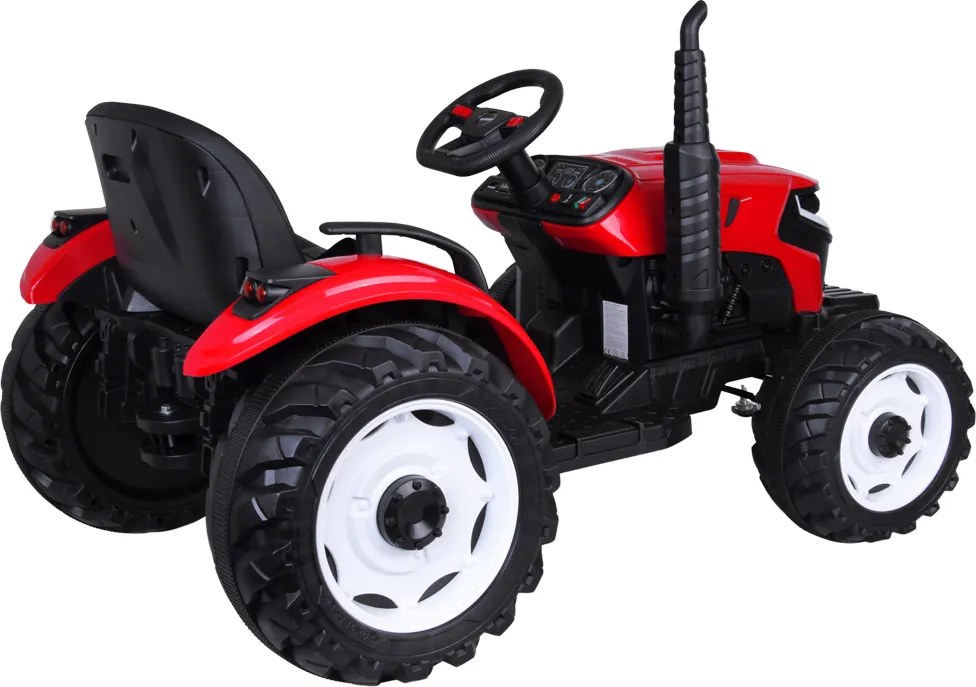 JOKOMISIADA Akumulátorový traktor s prívesom a pohyblivým sklápacím košom PA0347 červený