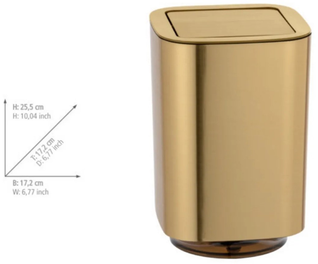 Wenko Odpadkový kôš s výkyvným vekom Auron 5,5 l, zlatá