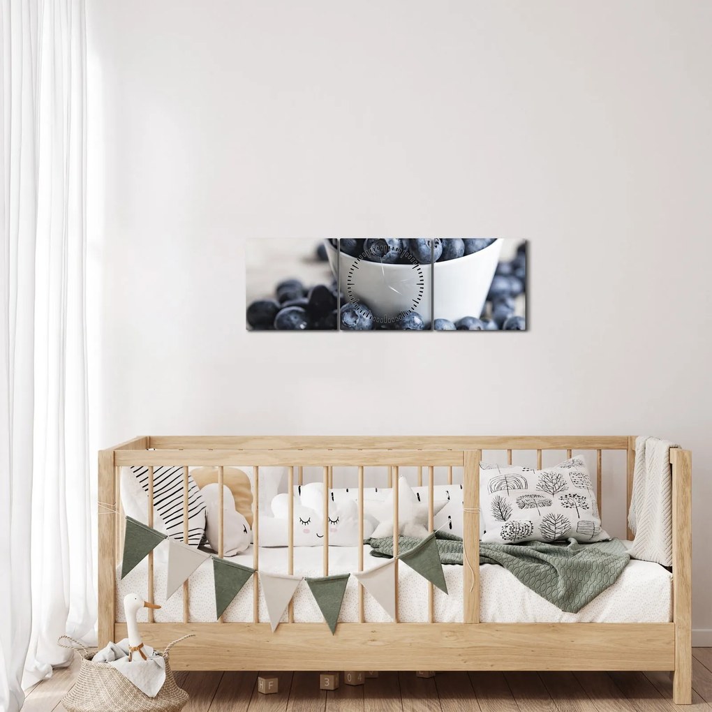Obraz - Čučoriedky (s hodinami) (90x30 cm)