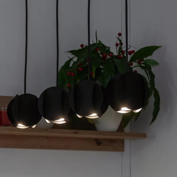 Závesný luster GAMBIT na lanku 4xGU10/10W/230V, čierny