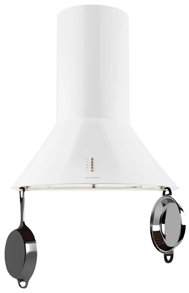 Klarstein Lumio Primo, digestor, 60 cm, komínový, 490 m³/h, retro dizajn, nehrdzavejúca oceľ, biely
