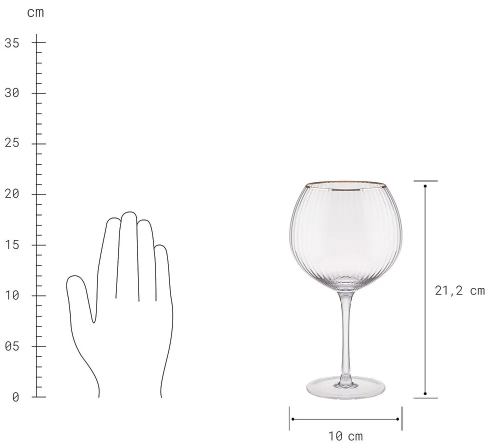 GOLDEN TWENTIES Pohár na gin so zlatým okrajom 650 ml