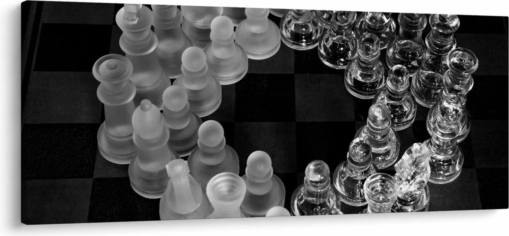 Obraz - čiernobiele šachy (120x50 cm)